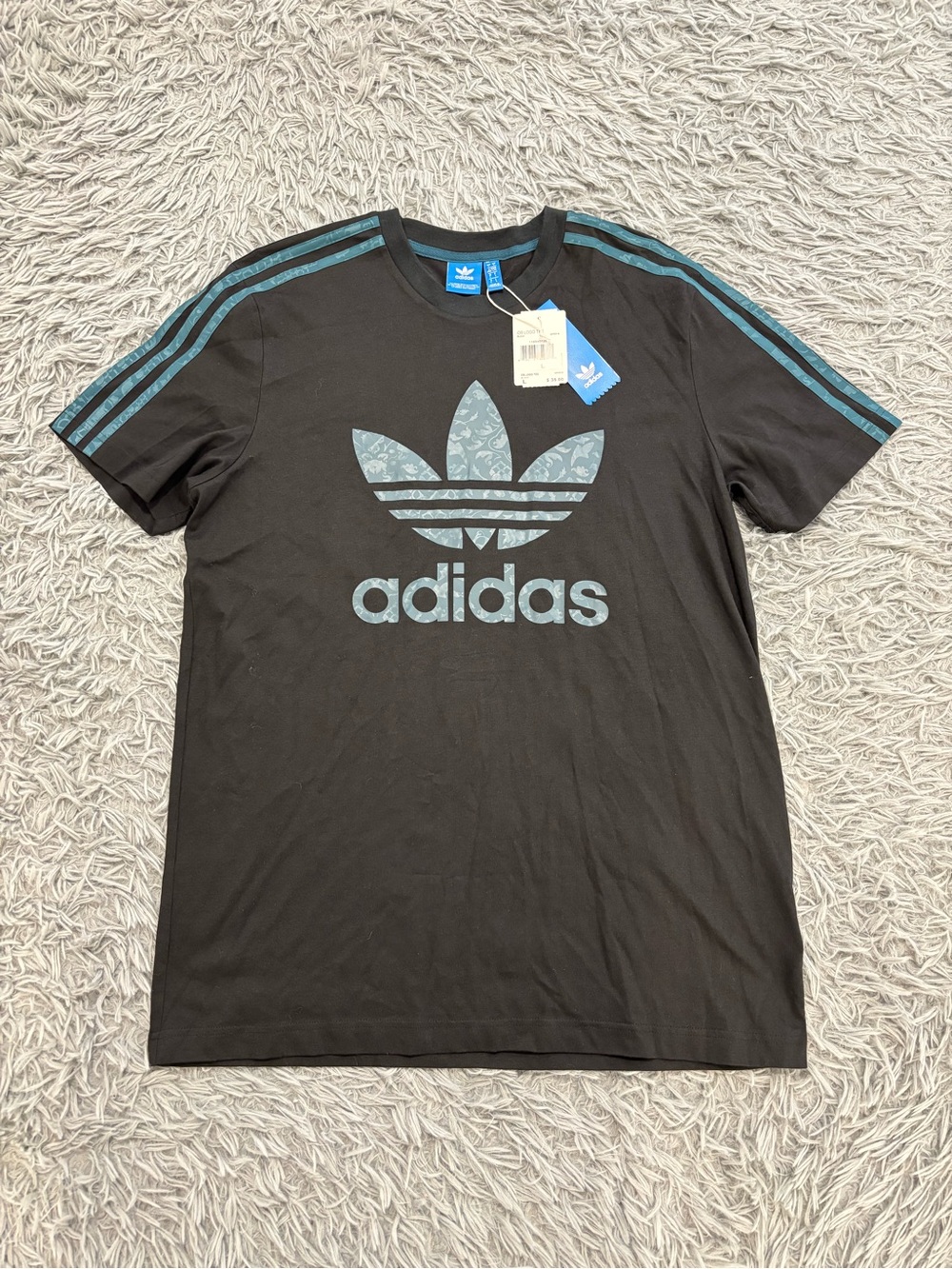 NEW Adidas Men’s Black OB Logo T-Shirt Large Trefoil Leaf Graphic Heavyweight